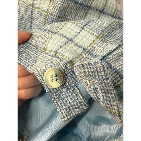Fall Winter Vintage Pendleton 100% Wool Blue Plaid A-Line Side Zip Lined Skirt - Picture 6 of 7